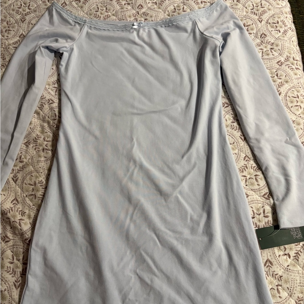 Elegant Off-Shoulder Light Gray Dress